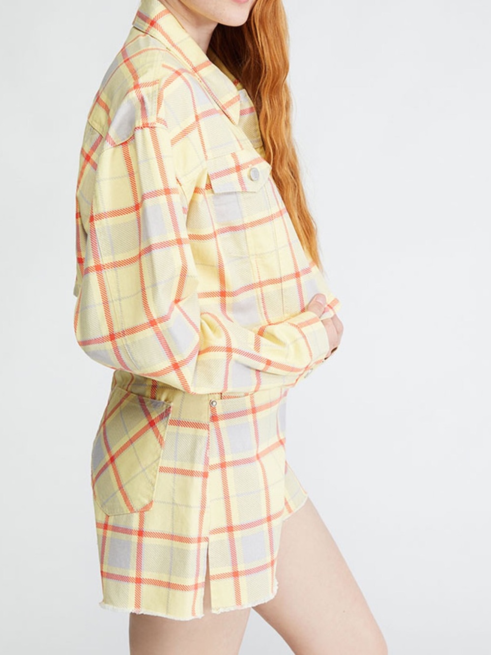 Revolve WeWoreWhat Yellow Garden Glade Plaid Cropped Jacket XS/S - Picture 5 of 10